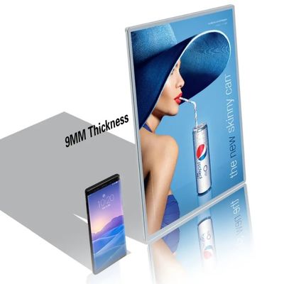 A1/A2/A3/A4 شیشه ای LED Ultra Thin Lightbox Display آلومینیوم فریم پوستر تبلیغاتی
